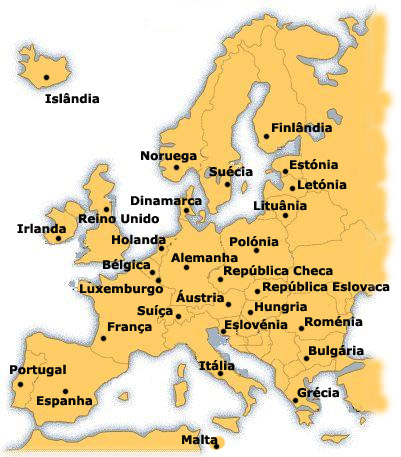 Mapa da França, Alemanha, Bélgica, Holanda, Luxembur