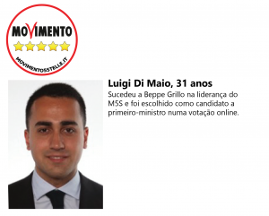 Luigi Di Maio é o candidato a primeiro.ministro do partido.